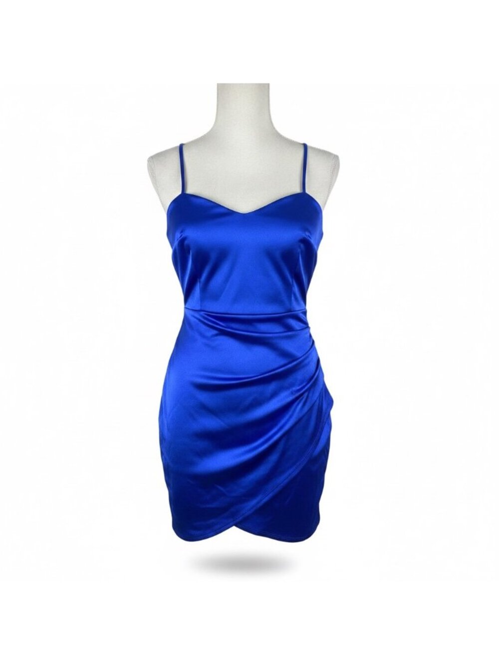 Windsor Womens Royal Blue Spandex Sleeveless Wrap Dress Size S
